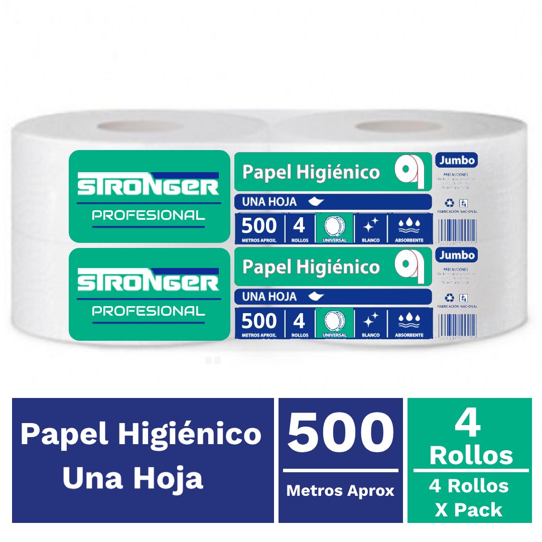 PAPEL HIGIÉNICO INDUSTRIAL STRONGER 4X500 MTS