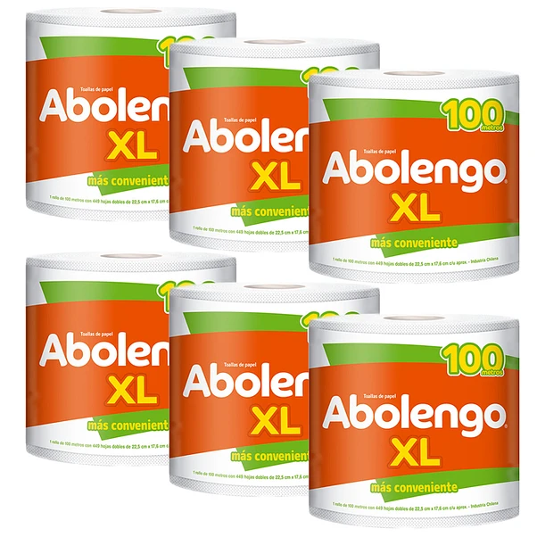 MANGA TOALLA DE PAPEL ABOLENGO XL 100MTS X 6 ROLLOS