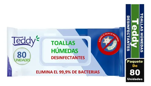 TOALLAS DESINFECTANTE TEDDY 80 U