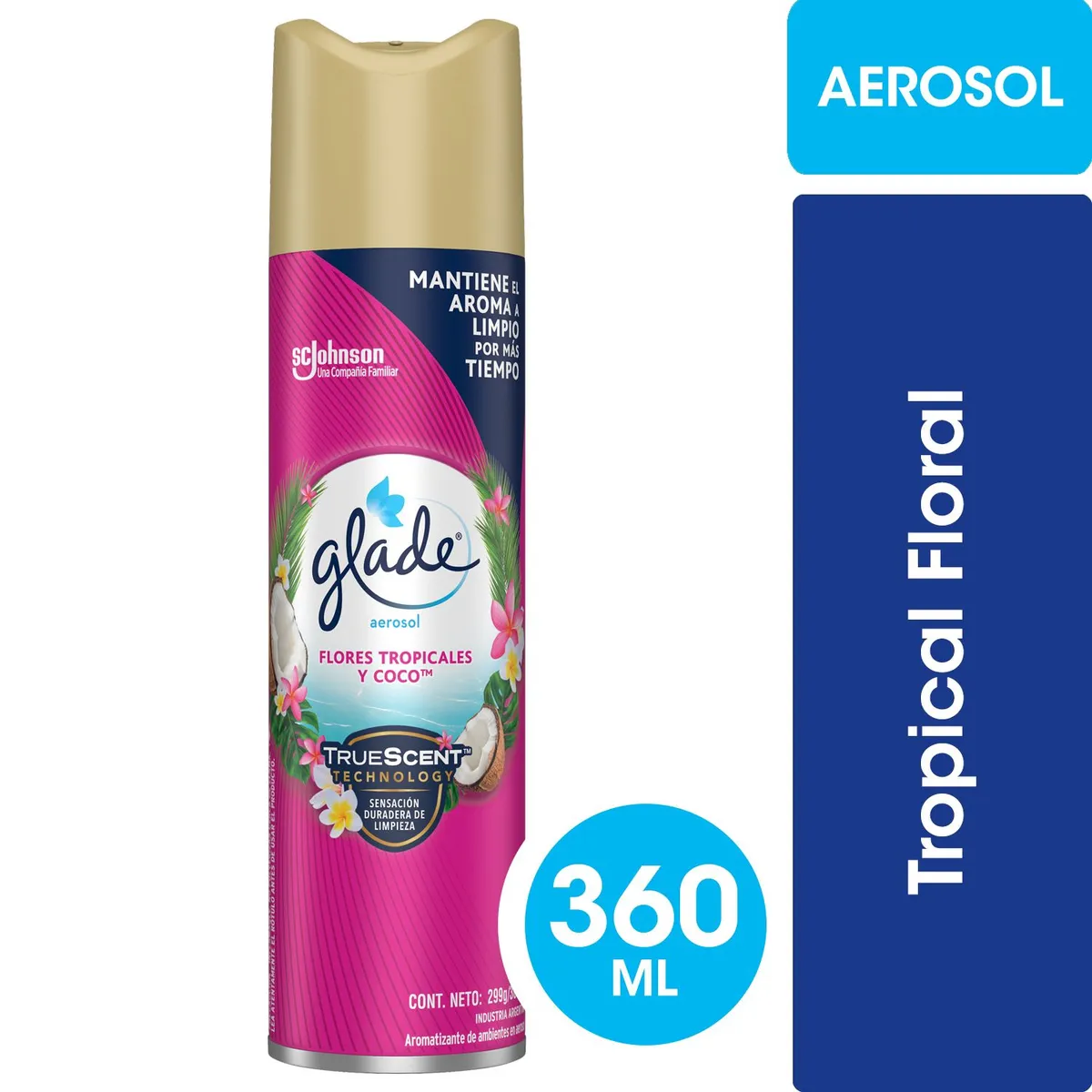 AROMATIZANTE GLADE FLORES TROPICALES Y COCO 360 CM